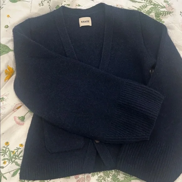 Khaite Scarlet Cardigan in Blue Abyss - Picture 9 of 16